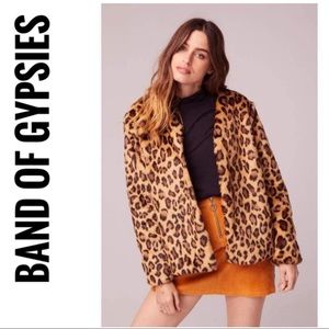 Band of Gypsies Faux Fur Animal Print Coat